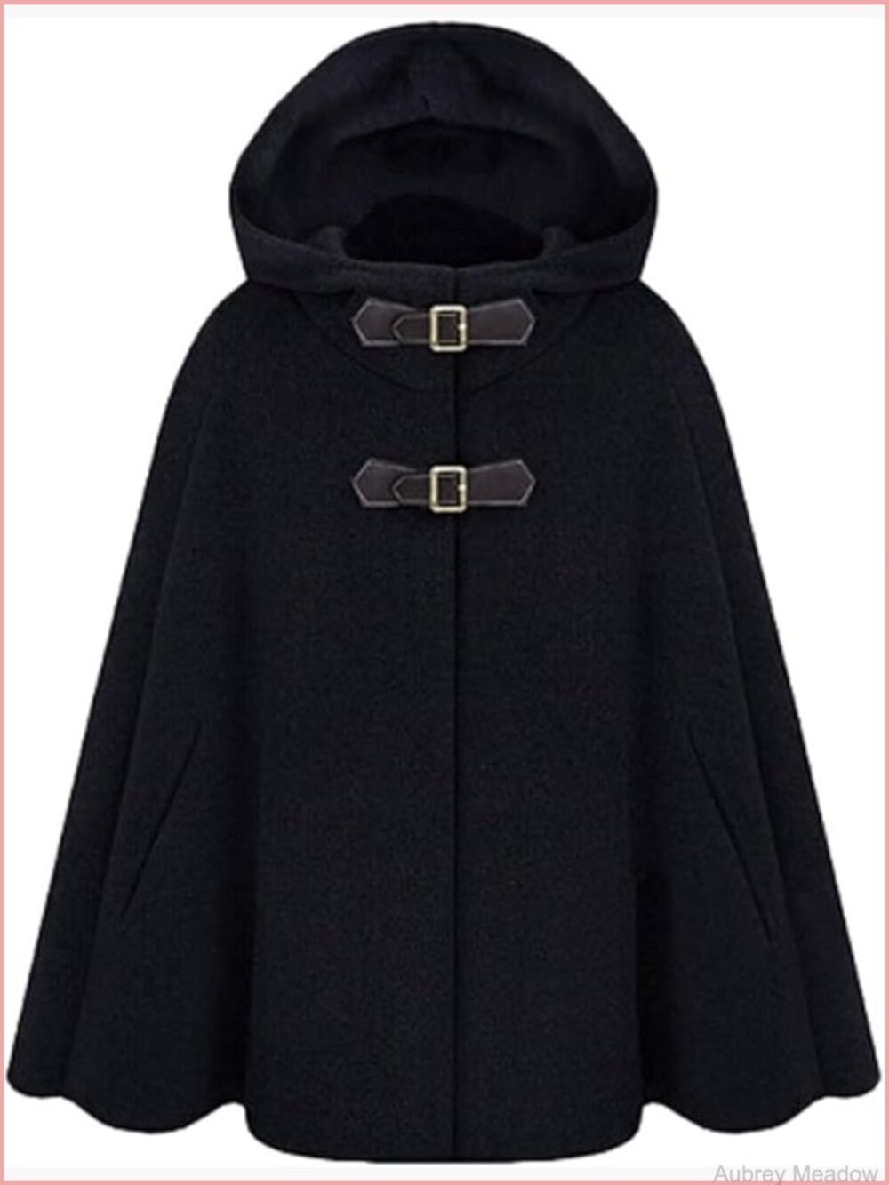 Wool Hooded Batwing-Sleeve Cape Poncho Cardigan Coat